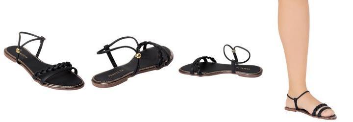 Rasteira Preto com Ajuste Lateral