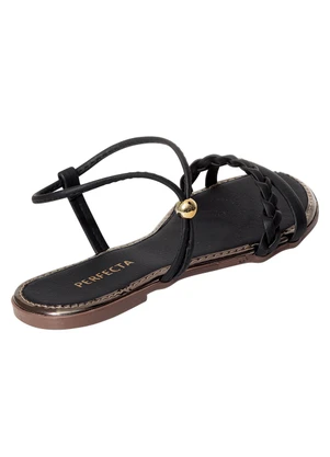 Perfecta - Rasteira Preto com Ajuste Lateral - PERFECTA