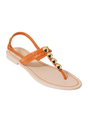 Perfecta - Rasteirinha Abóbora com Adereço Dourado - PERFECTA