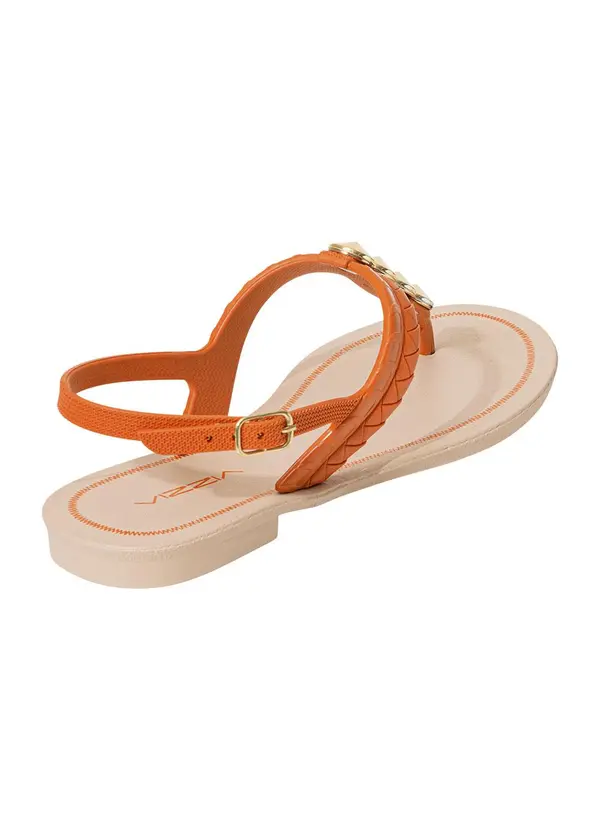 Perfecta - Rasteirinha Abóbora com Adereço Dourado 2