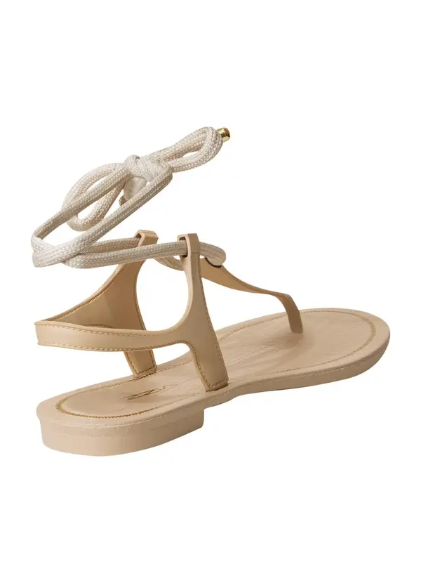 Perfecta - Rasteirinha Areia com Amarração 2