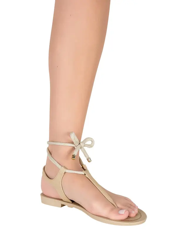 Perfecta - Rasteirinha Areia com Amarração 4