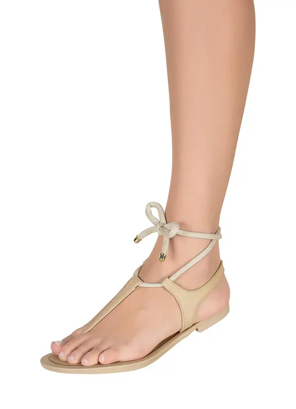 Perfecta - Rasteirinha Areia com Amarração 5