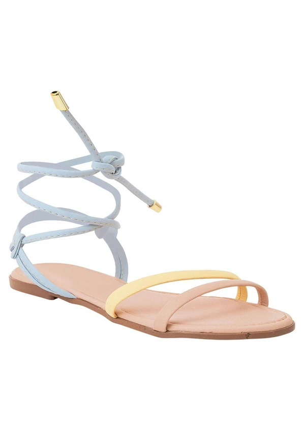 Perfecta - Rasteirinha Azul com Amarração 5