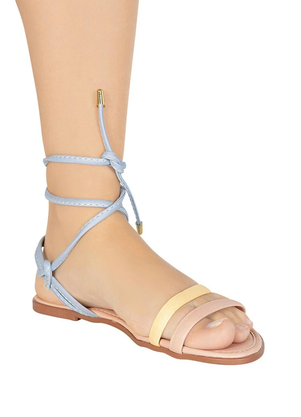 Perfecta - Rasteirinha Azul com Amarração 8