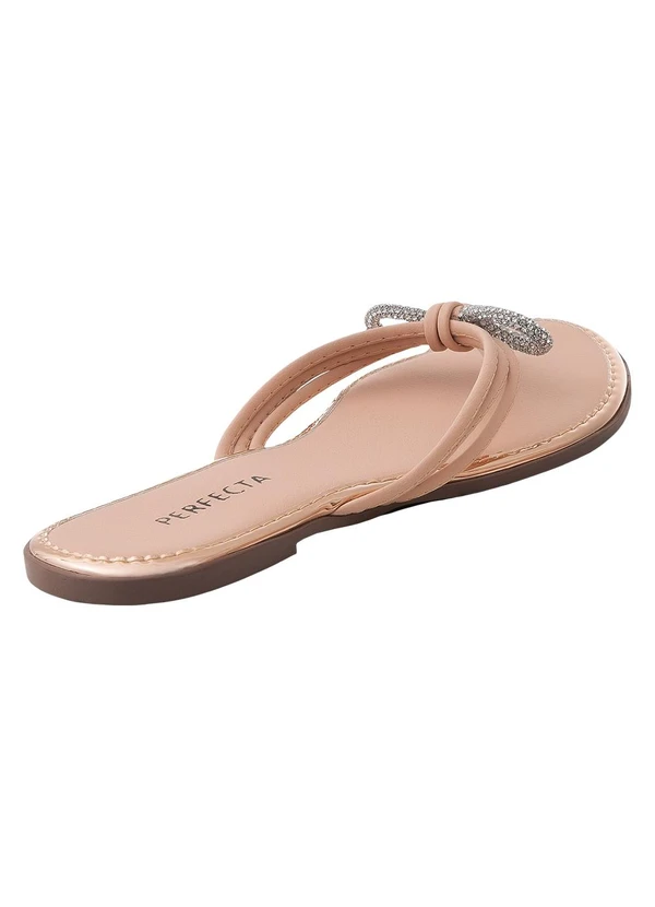 Perfecta - Rasteirinha Bege com Detalhe de Laço em Strass 2