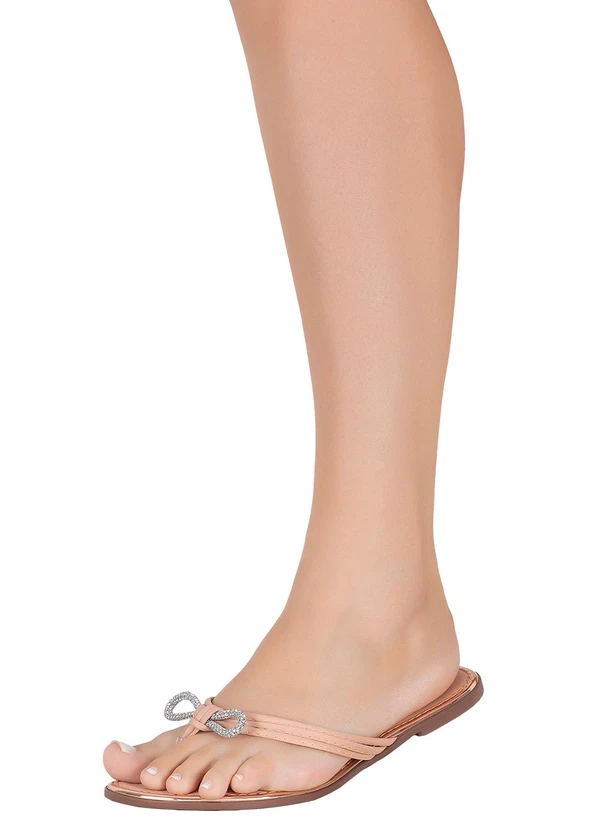 Perfecta - Rasteirinha Bege com Detalhe de Laço em Strass 5