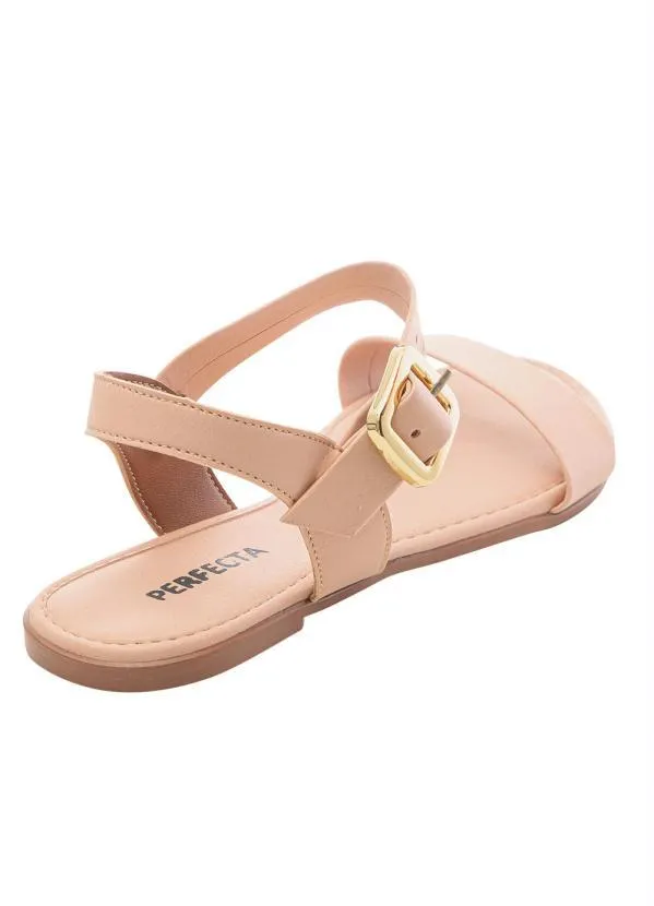 Perfecta - Rasteirinha Bege com Fivela Dourada 2