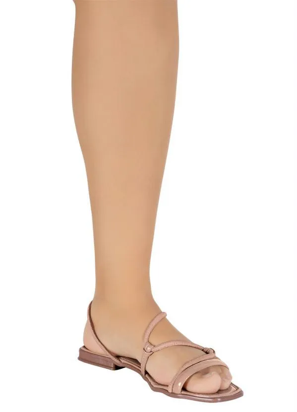 Perfecta - Rasteirinha Bege em Sintético Verniz 4