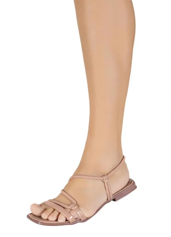 Perfecta - Rasteirinha Bege em Sintético Verniz 5