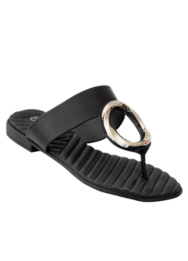 Beira Rio - Rasteirinha Beira Rio Preta em Sintético 2