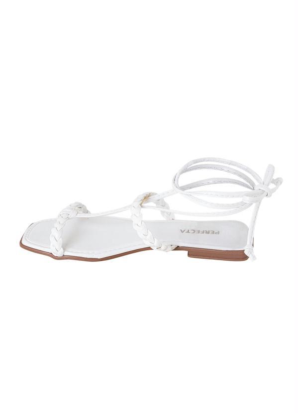 Perfecta - Rasteirinha Branca em Sintético Verniz 2