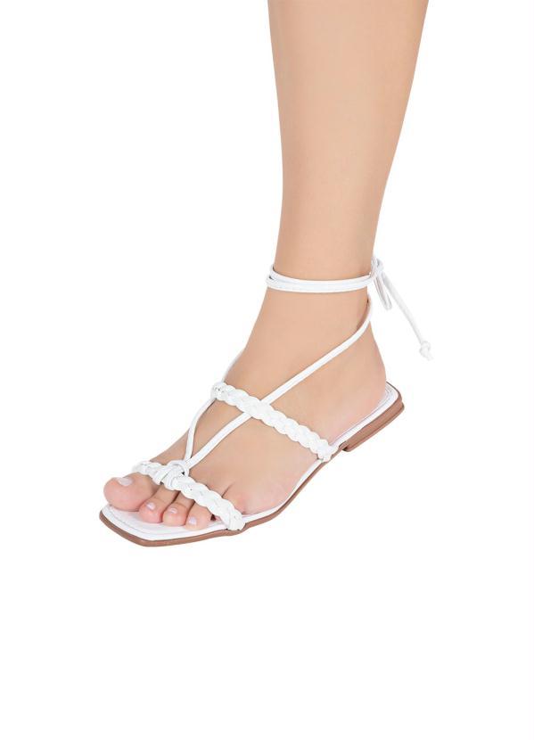 Perfecta - Rasteirinha Branca em Sintético Verniz 3