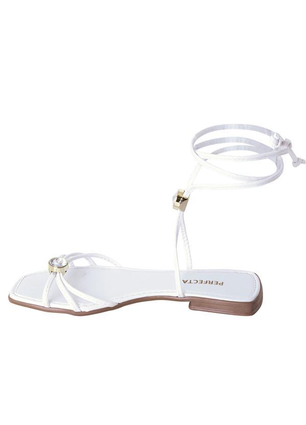 Perfecta - Rasteirinha Branco com Fechamento em Amarração 2