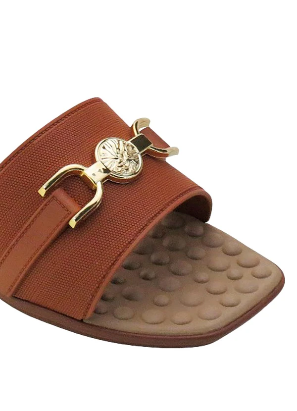 Perfecta - Rasteirinha Caramelo com Adereço no Cabedal 2