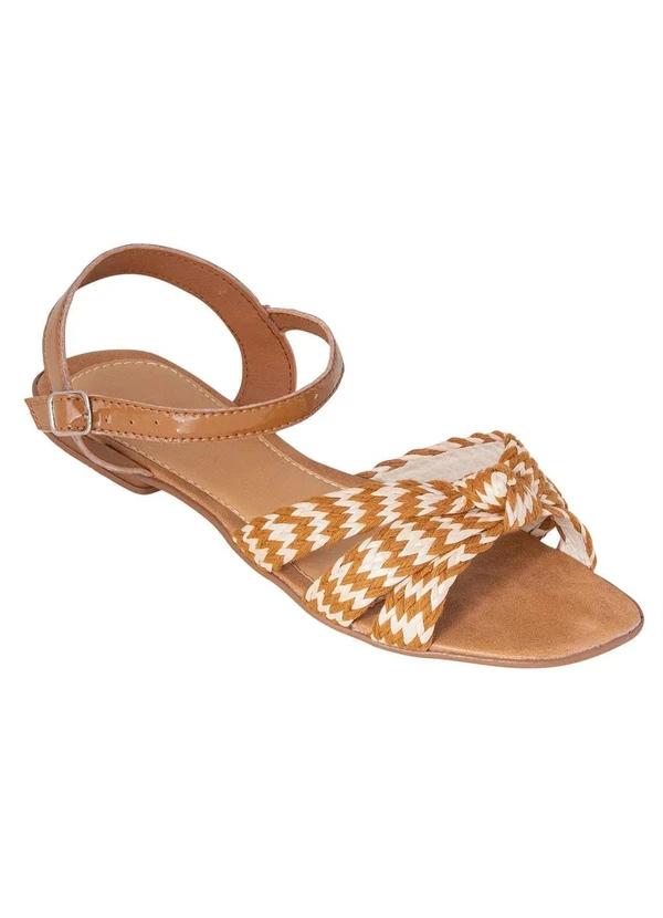 Perfecta - Rasteirinha Caramelo com Detalhe de Amarração