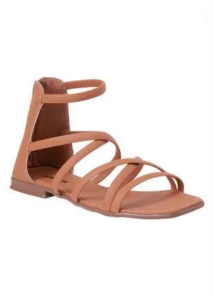 Perfecta - Rasteirinha Caramelo com Fechamento em Zíper - PERFECTA