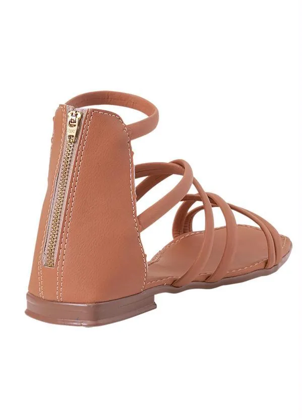 Perfecta - Rasteirinha Caramelo com Fechamento em Zíper 2