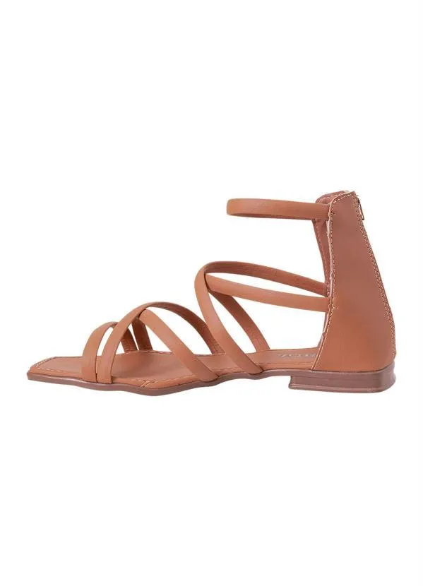 Perfecta - Rasteirinha Caramelo com Fechamento em Zíper 3