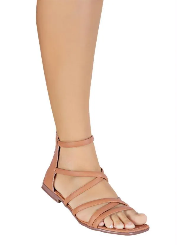 Perfecta - Rasteirinha Caramelo com Fechamento em Zíper 4