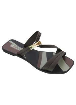 Perfecta - Rasteirinha Chocolate com Adereço Dourado - PERFECTA