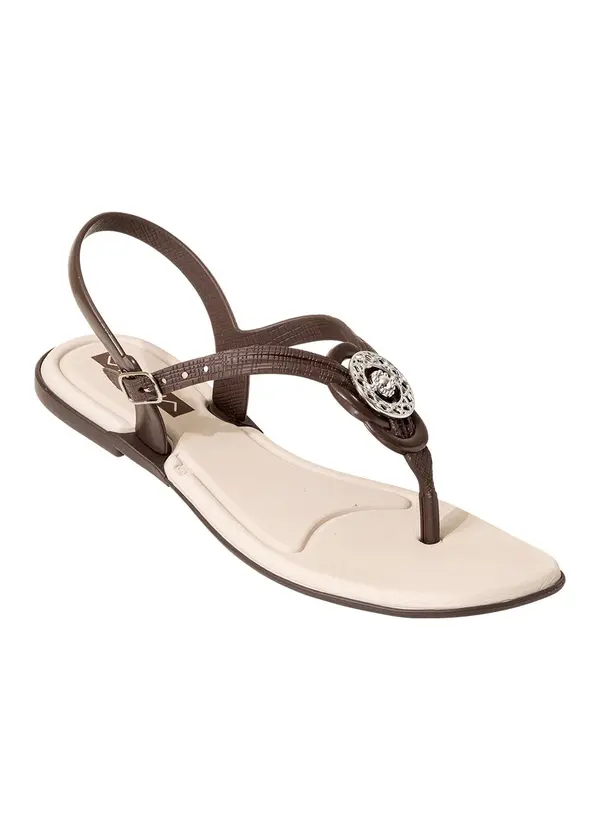 Perfecta - Rasteirinha Chocolate com Enfeite no Cabedal 1