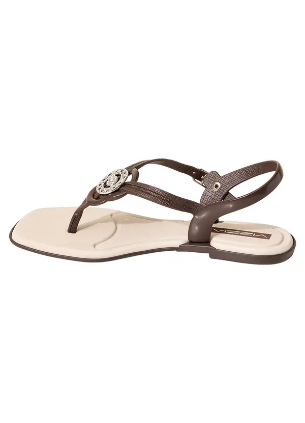 Perfecta - Rasteirinha Chocolate com Enfeite no Cabedal 3