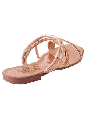 Perfecta - Rasteirinha Cobre com Strass - PERFECTA