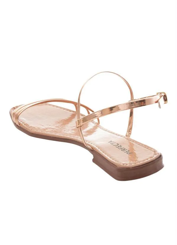 Perfecta - Rasteirinha Cobre em Sintético Verniz 2