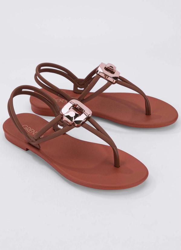 Grendha - Rasteirinha Grendha Cacau Contemporania Marrom