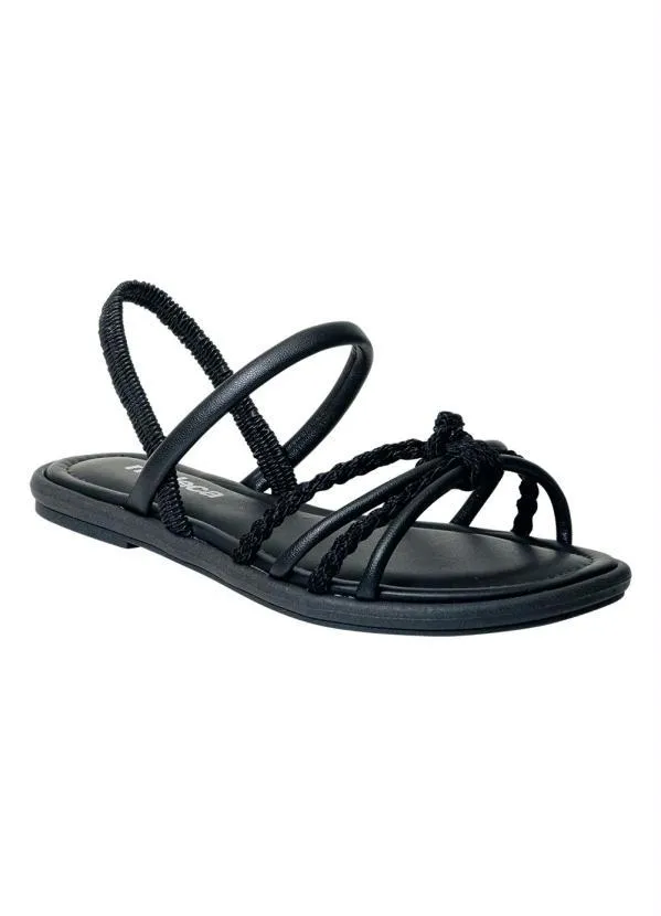 Moleca - Rasteirinha Moleca Preta em Sintético