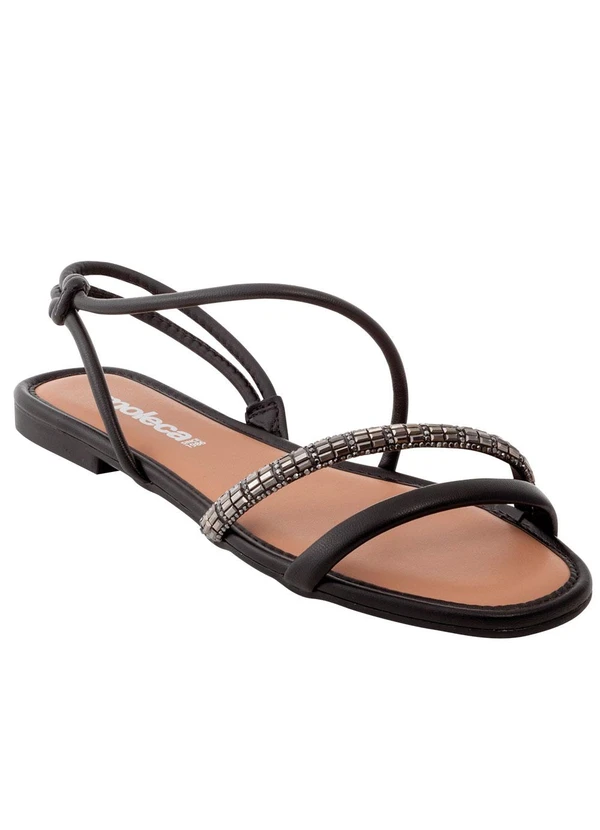 Moleca - Rasteirinha Moleca Preto em Sintético