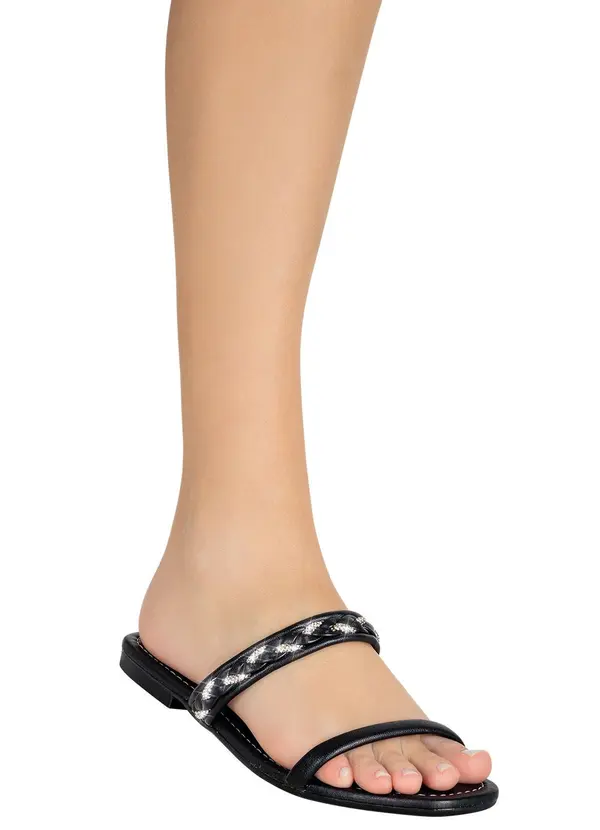 Moleca - Rasteirinha Moleca Preto em Sisntético 4