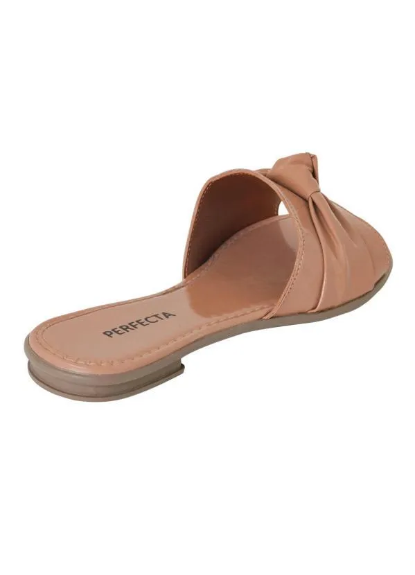 Perfecta - Rasteirinha Nude Verniz com Laço Decorativo 2