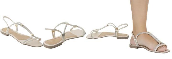 Rasteirinha Off White com Strass