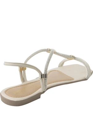 Perfecta - Rasteirinha Off White com Strass - PERFECTA
