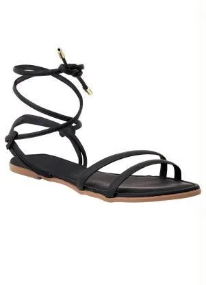 Perfecta - Rasteirinha Preta com Amarração - PERFECTA