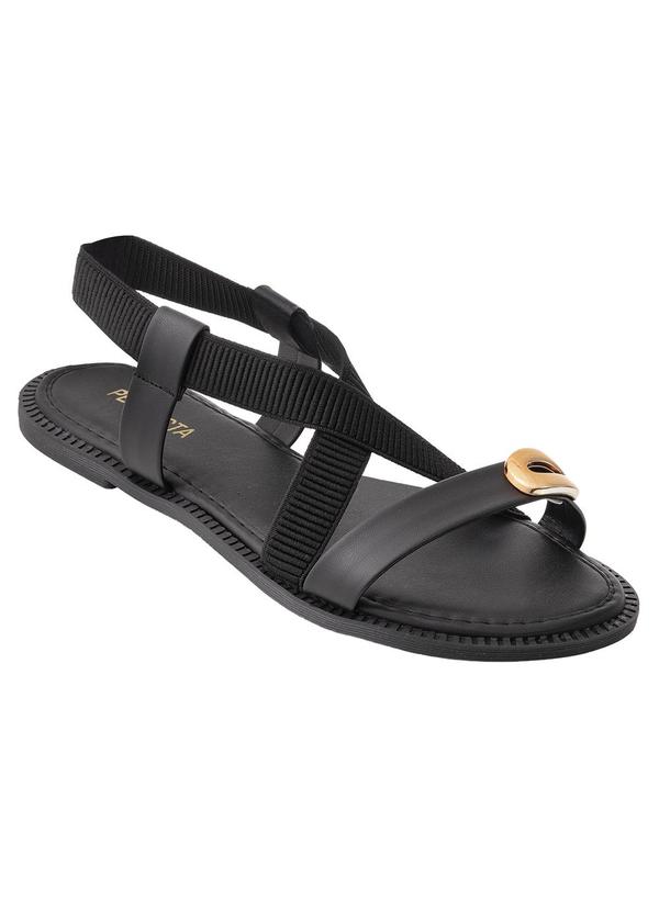 Rasteirinha (Preta) com Cabedal em El�stico