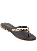 Rasteirinha Preta com Detalhe Dourado