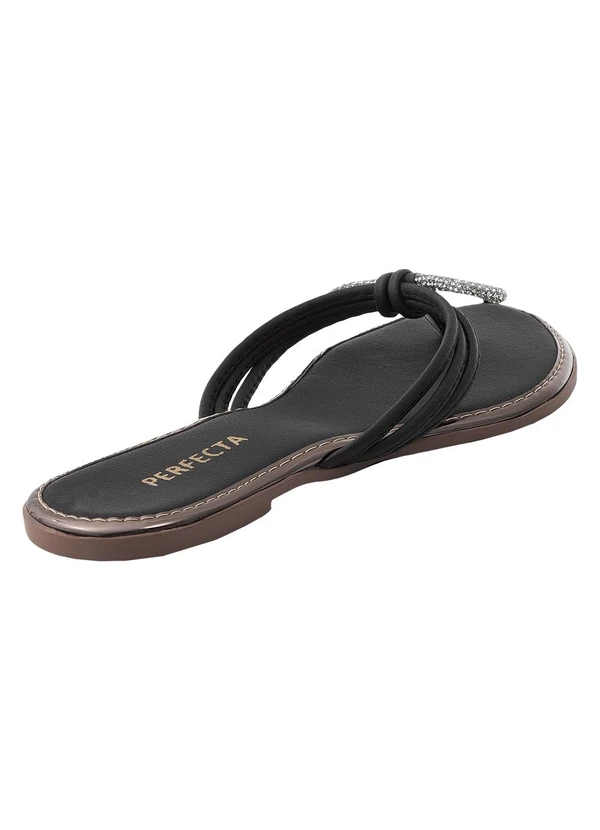 Perfecta - Rasteirinha Preta com Laço em Strass 2