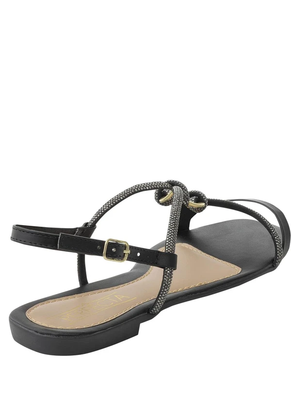 Perfecta - Rasteirinha Preta com Strass 2