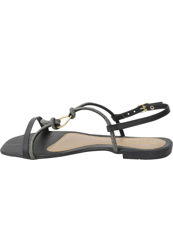 Perfecta - Rasteirinha Preta com Strass 3