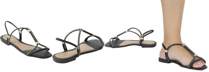 Rasteirinha Preta com Strass