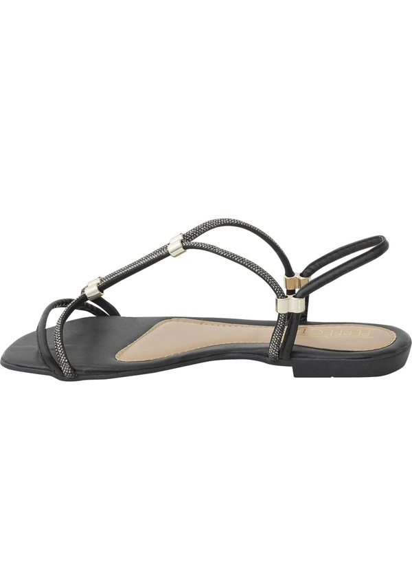 Perfecta - Rasteirinha Preta com Strass 3