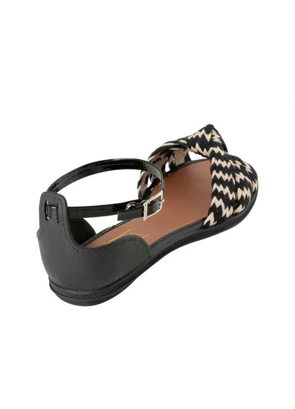 Perfecta - Rasteirinha Preta com Tiras Amarradas 2