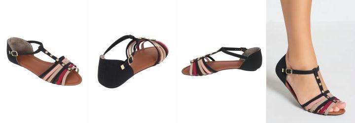 Rasteirinha Preta com Tiras Coloridas