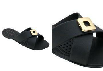 Rasteirinha Preta com Tiras Transpassadas