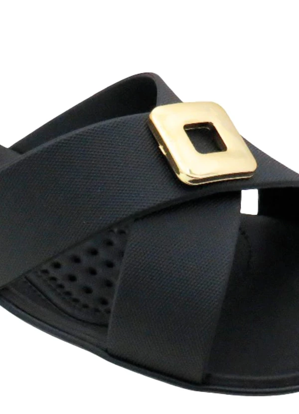 Perfecta - Rasteirinha Preta com Tiras Transpassadas 2