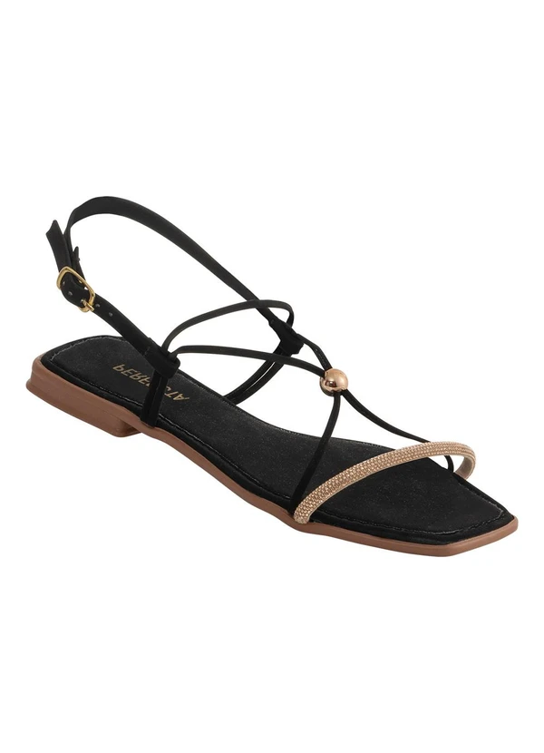 Perfecta - Rasteirinha Preta em Nobuck