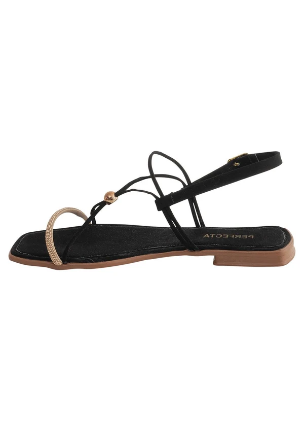 Perfecta - Rasteirinha Preta em Nobuck 3